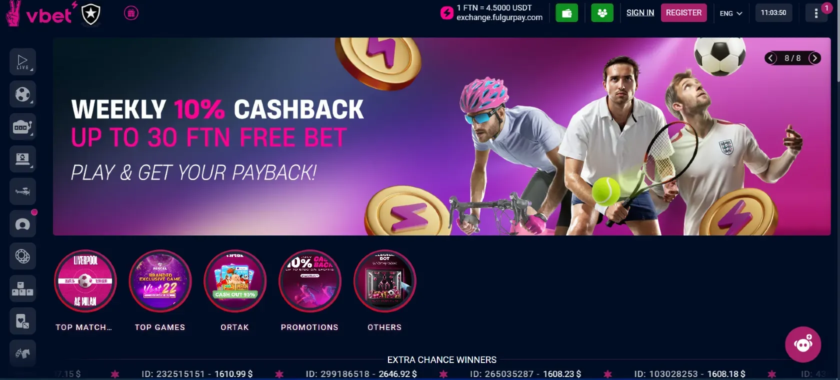 VBET interface